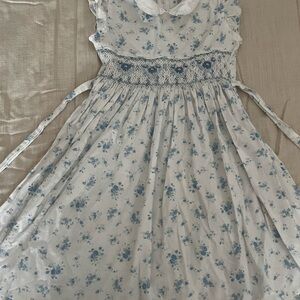 Floral Blue and White Smocked Dress